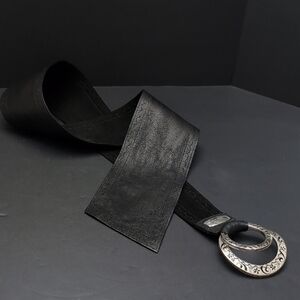 Brighton Women's Black Soft Suede Double Buckle Belt.M.